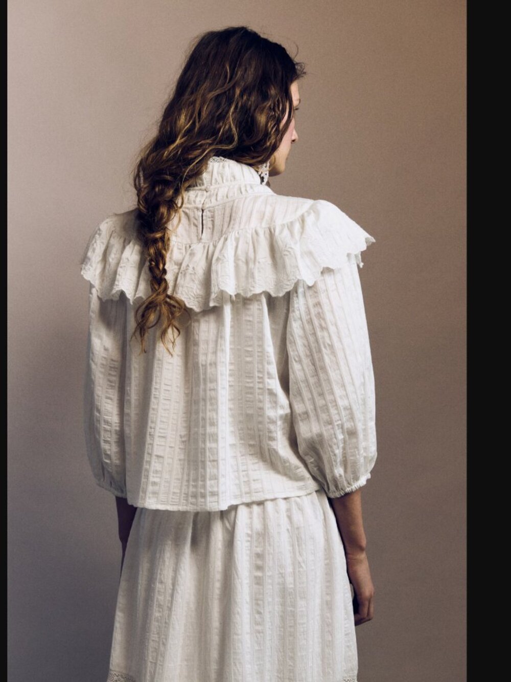 H&M Wuthering Heights Lace Inset Maxi Co-Ord Skirt And Blouse Set White NWT - Picture 6 of 11